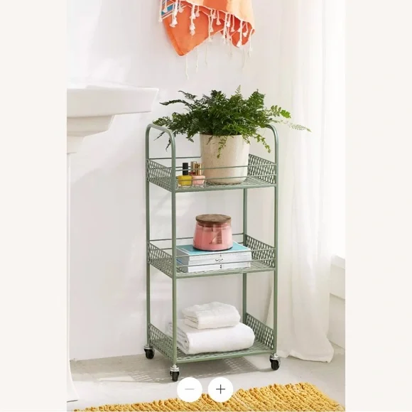 Moving soon!! Urban Outfitters Green 3-tier Langley Metal Rolling Storage Cart - Picture 7 of 13